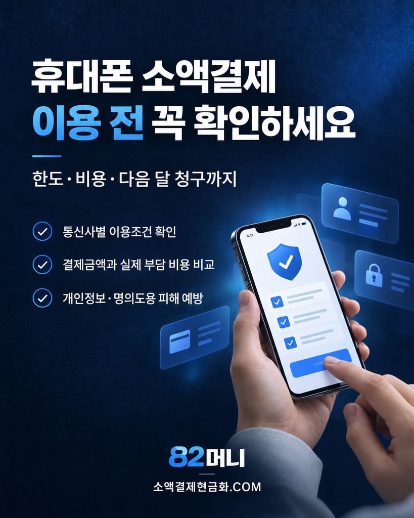휴대폰 소액결제 이용 전 한도 및 수수료 명의도용 예방 체크리스트 안내 이미지